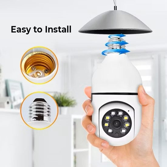 HD WIFI Security Camera - Easy Bulb Installation (+ 64GB Memory Card Included)