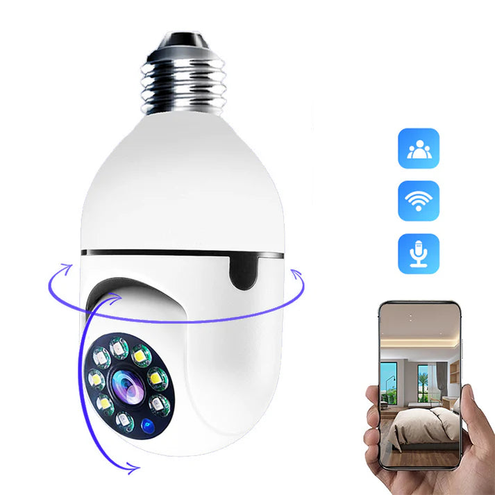 HD WIFI Security Camera - Easy Bulb Installation (+ 64GB Memory Card Included)