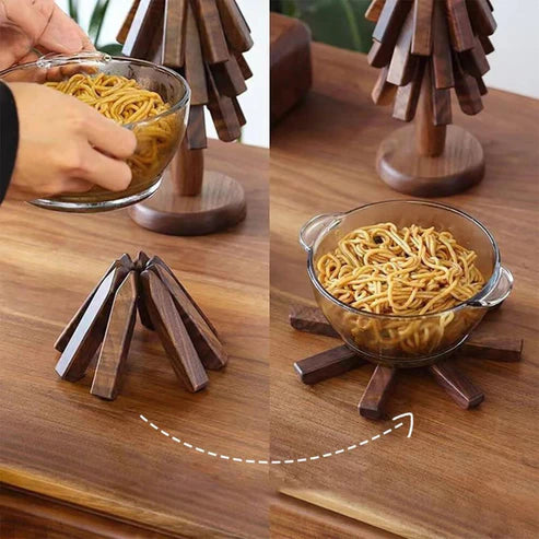 Nature’s Touch – Walnut Wood Trivet Set