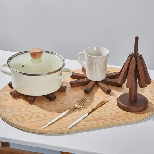 Nature’s Touch – Walnut Wood Trivet Set