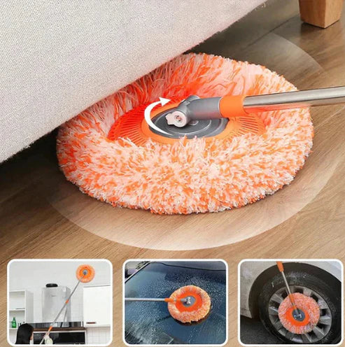 360° Microfiber Spin Mop + Extendable Handle (+ 1 free extra Microfibre head)