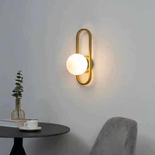 Belisto Wall Sconce – White Glass & Gold Finish | Retro Glow