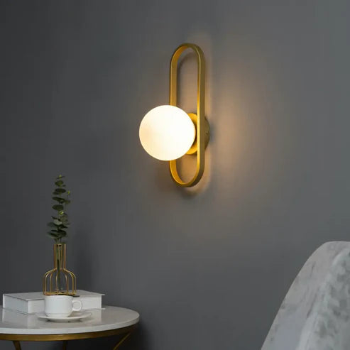 Belisto Wall Sconce – White Glass & Gold Finish | Retro Glow