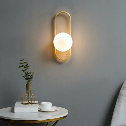 Belisto Wall Sconce – White Glass & Gold Finish | Retro Glow